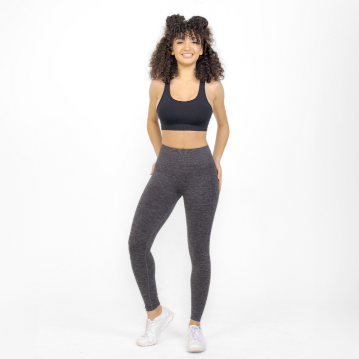 Athara CoreFlow Leggings in Hemp Gray – Full-Length Front View on Model