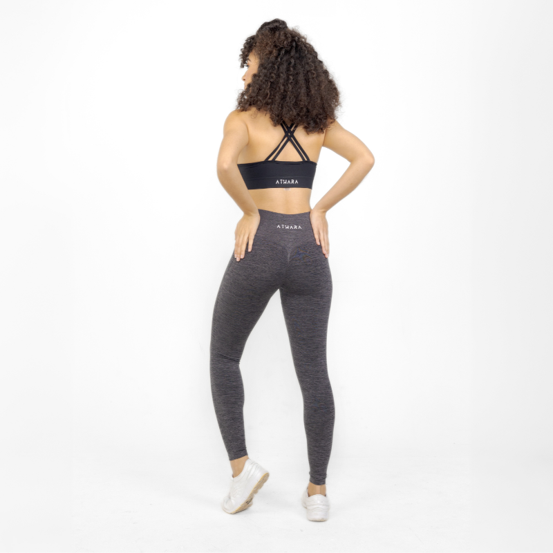 Athara CoreFlow Leggings in Hemp Gray – Full-Length Back View