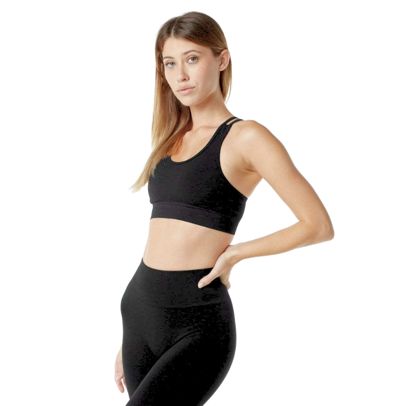 Athara CoreFlow Leggings in Black – Side View Showing Fit