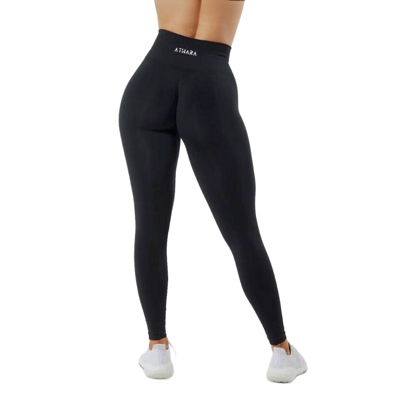 Athara CoreFlow Leggings in Black – Full-Length Back View