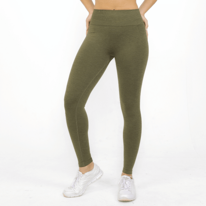 Athara CoreFlow Leggings in Army Green – Front View
