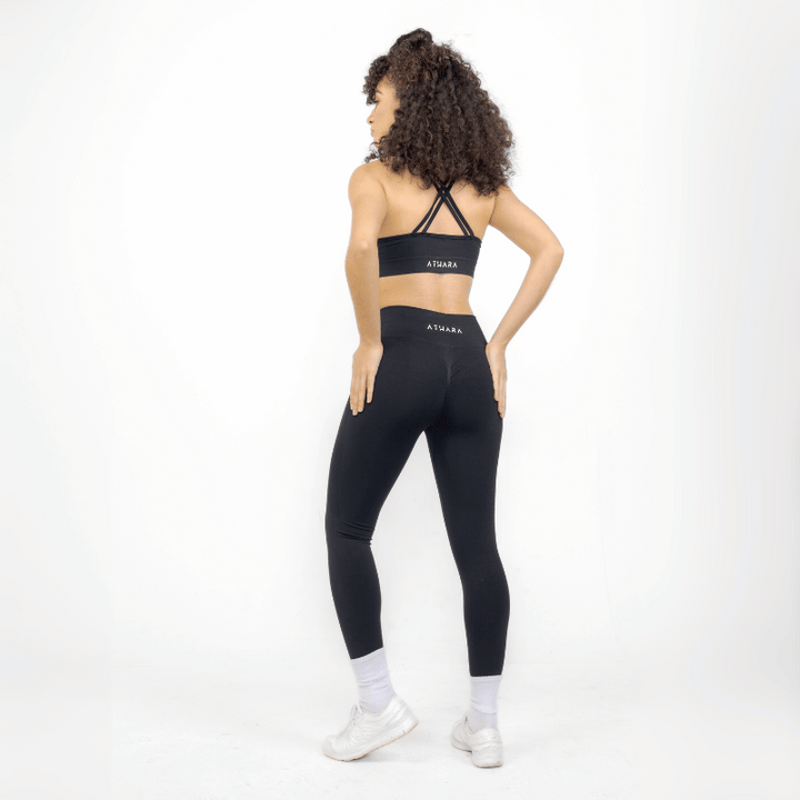 Athara CoreFlow Leggings in Black – Back Angle View