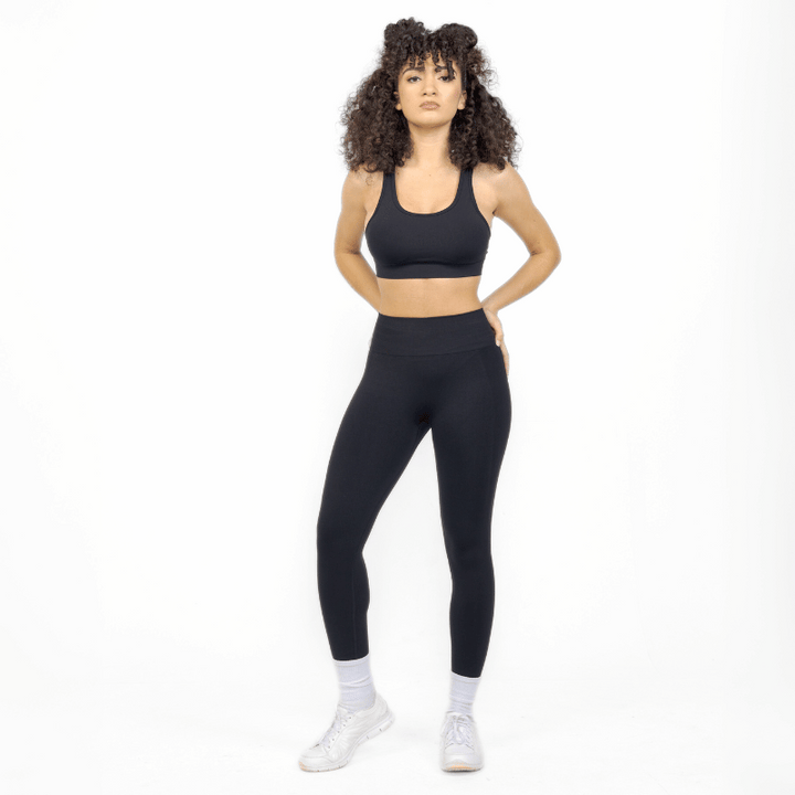 Athara CoreFlow Leggings in Black – Full-Length Front View on Model
