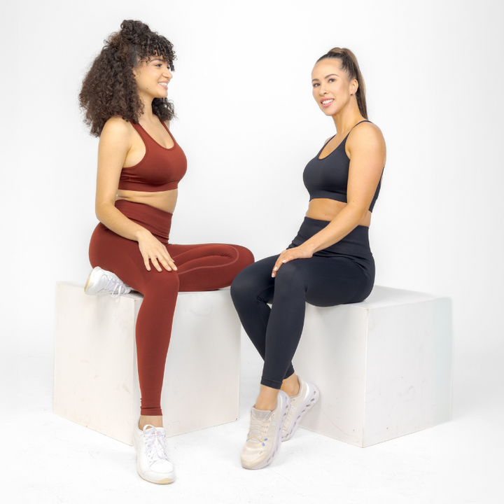 Athara MaxSculpt Leggings in Black – Full-length Side View Action
