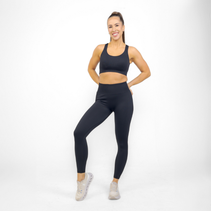 Athara MaxSculpt Leggings in Black – Full-Length Front View on Model
