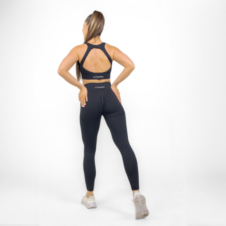 Athara MaxSculpt Leggings in Black – Back Angle View