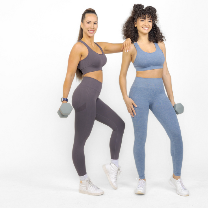 Athara MaxSculpt Leggings in Dark Gray – Side View Model Action Shot