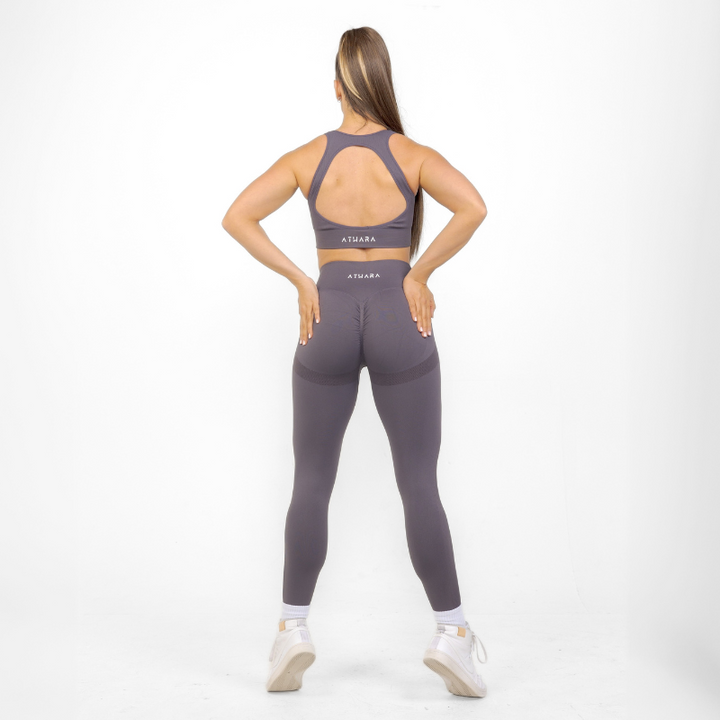 Athara MaxSculpt Leggings in Dark Gray – Full-Length Back View