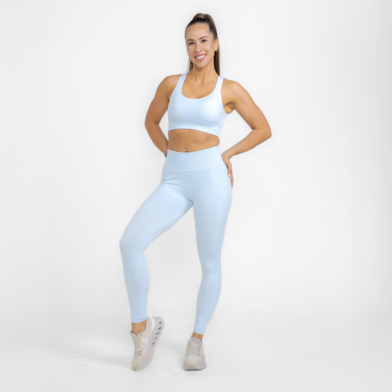 Athara MaxSculpt Leggings in Glacier Blue – Full-Length Front View on Model