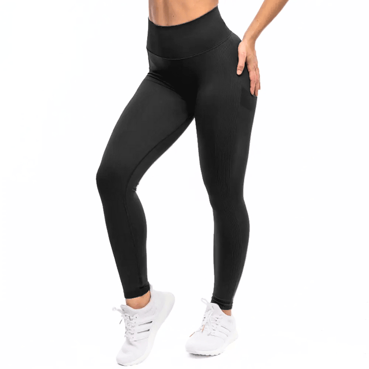 Athara MaxSculpt Leggings in Black – Side View Showing Fit