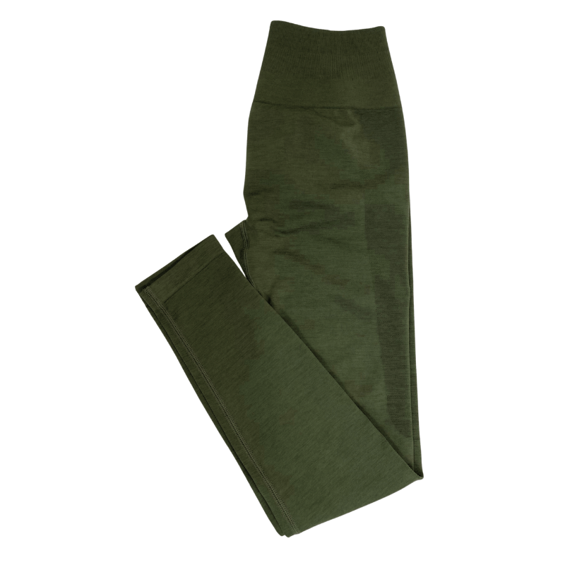 Athara CoreFlow Leggings in Army Green – Flat Lay
