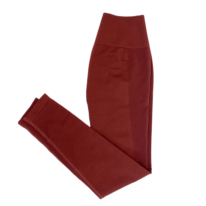 Athara CoreFlow Leggings in Cabernet Red – Flat Lay