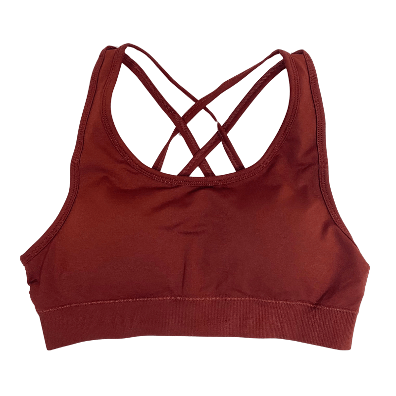 Womens Athletic Supportive CrossBack Sports Bra - Cabernet Red – Athara