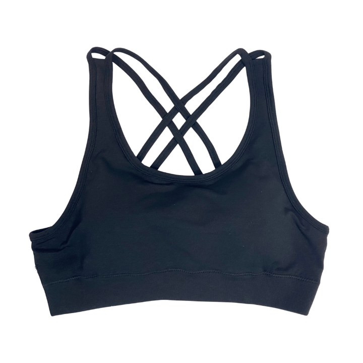 Athara CoreFlow Sports Bra in Black – Flat Lay